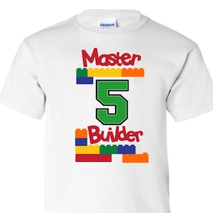 Master Builder T-shirt, Personalized Age Building Block Shirt, Master Builder Shirt, Construction Brick T-Shirt