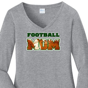 Football Mom T-Shirt, Football Mom Long Sleeve Tshirt, Personalized Name Number Football Mom Vneck, Football Mom V-Neck T-shirt