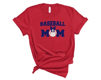 Glitter Baseball Mom Shirt, Baseball T-Shirt, Baseball Mom Glitter T-shirt, Baseball Shirt, School Spirit Shirt