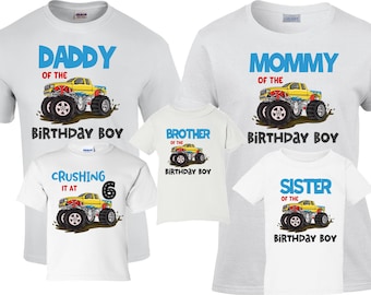 Personalized Monster Truck Birthday Shirts, Monster Truck Family Birthday Shirts, Personalized Any Age Monster Truck Birthday T-Shirt