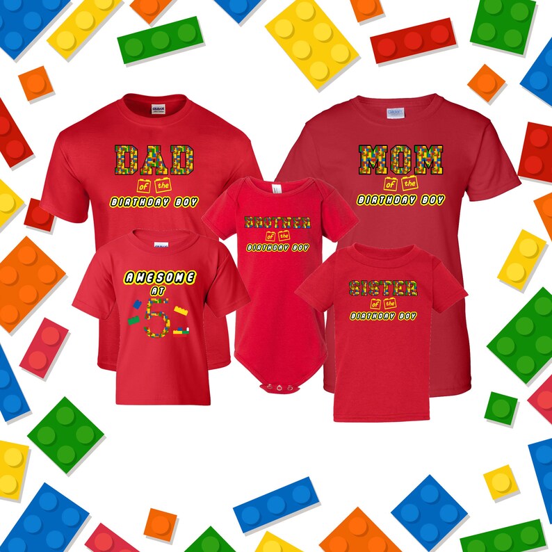 Building Block Birthday Shirt Family Birthday Shirts Custom image 0