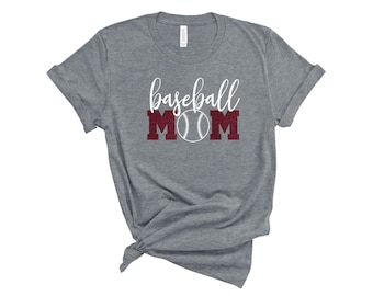 Baseball Mom Glitter T-Shirt, Bella Canvas