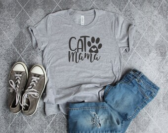 Cat Mama T-shirt, Cat Shirt, Womens Cat T-shirt, Funny Cat Shirt, Womens T-shirt Cat,Bella Canvas T-shirt, Cat Gift