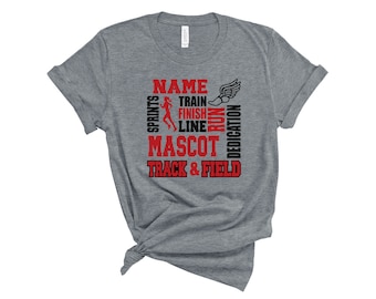 Track T-Shirt, Personalized Track and Field Shirt, Track Name Mascot Shirt, Subway Art Track T-Shirt, Track and Field T-Shirt