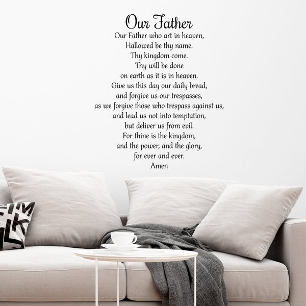 The Lord's Prayer Wall Decal Mathew 6:9-13 Wall Art Entryway Hall Living Room Family Church Wall Decal