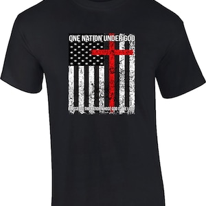 Christian One Nation Under God Blessed Is Nation American Flag T-Shirt
