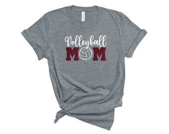 Volleyball Mom Shirt, Volleyball Shirt, Volleyball Mom Glitter T-shirt, Volleyball T-Shirt, Glitter Matte T-Shirt,