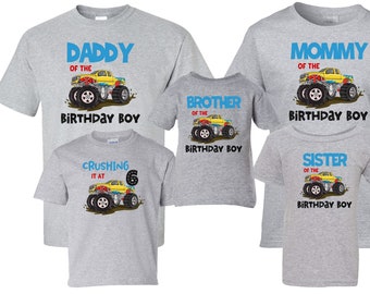 Personalized Monster Truck Birthday Shirts, Monster Truck Family Birthday Shirts, Personalized Any Age Monster Truck Birthday T-Shirt
