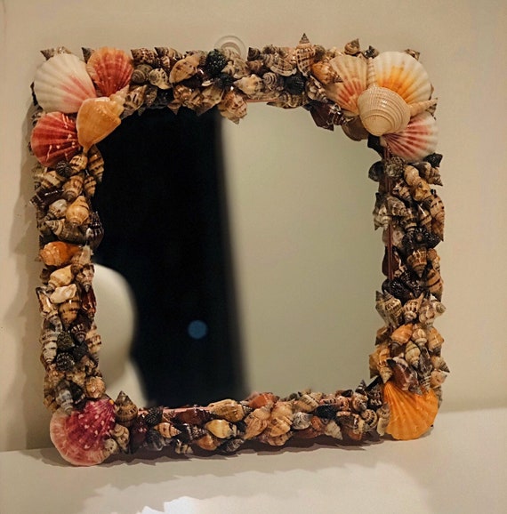 Seashell Bathroom Mirror Beach House Decor Etsy