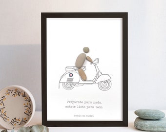 Stone painting Vespa · Motorcycle · Poetry in Stone