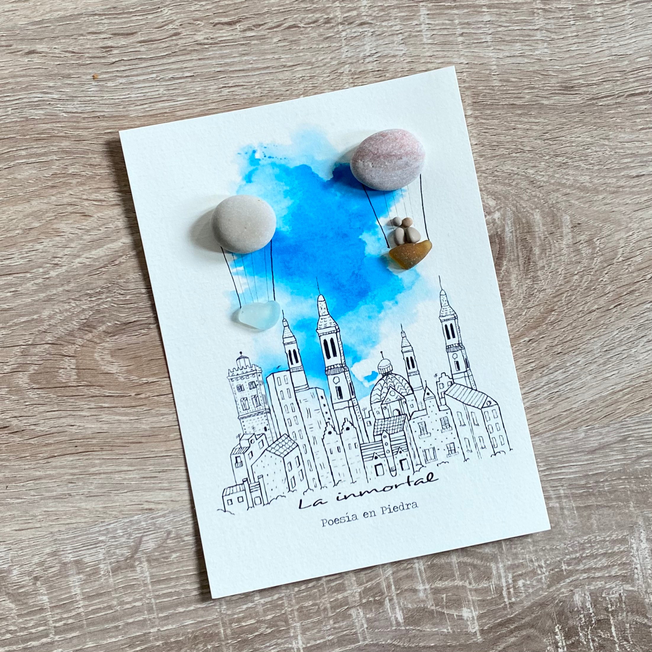 Poesía en Piedra zaragoza Pebble Art viajes regalos Etsy España