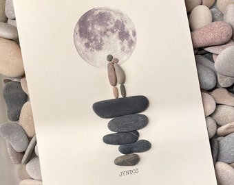 Cuadro en Piedra Equilibrios del Amor · Juntos · Poesía en Piedra