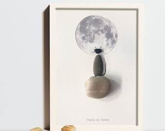 Stone painting Moon Cat · Animals · Poetry in Stone