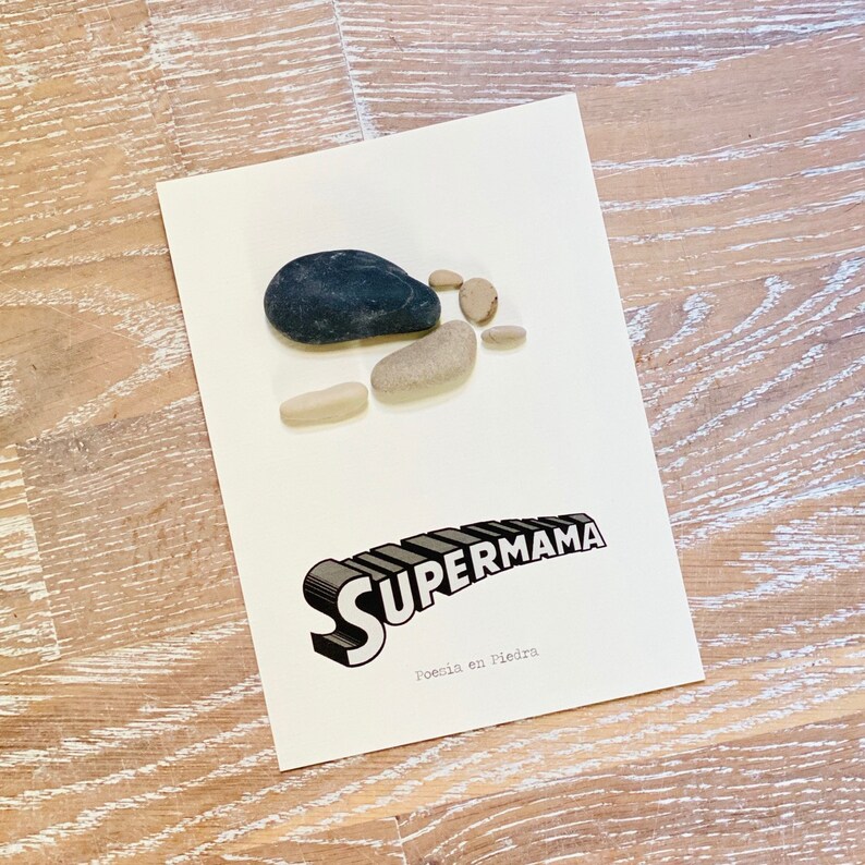 Cuadro en piedra Súper Mamá Super Héroe Poesía en Piedra imagen 1