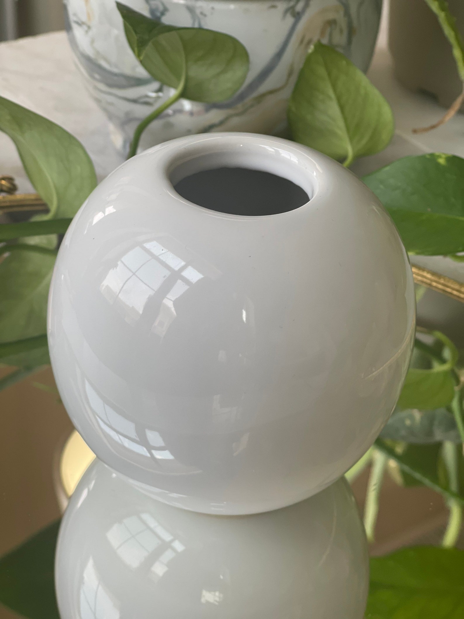 Round White Funky Vase Minimalist for Flowers Plants or Etsy