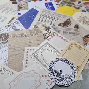 Vintage Grab Bag / Craft Lucky Bag / Mystery Grab Bag / Paper Craft Bag / Mystery Bag / Stationary Lucky Bag / 60 Piece Stationary Mix Up