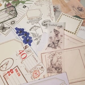 Pacchetto assortito di promemoria ed etichette/Selezione di fogli per promemoria/Carta da lettere in stile vintage/Pacchetto di carta collage
