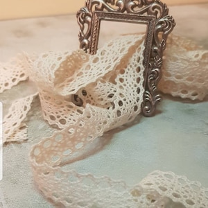 Cream Cotton, Crochet Lace Trim