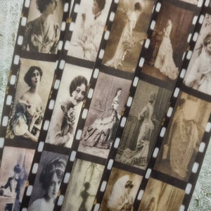 Vintage Lady foto negatieve perkament sticker strips/perkament stickers/vintage portret sticker set/foto negatieve sticker strips/sticker set
