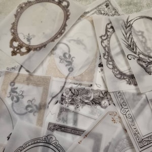 Conjunto de moldura vintage de velino/Pacote de etiqueta de moldura de velino/Conjunto de moldura vintage/Coleção de etiqueta ornamentada de velino de 36/Pacote de moldura vintage de velino de colagem