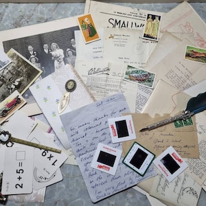 Paquete de efímeras vintage, paquete de papel vintage, papeles de collage vintage, kit de diario vintage, conjunto de efímeras auténtico