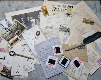Paquete de efímeras vintage, paquete de papel vintage, papeles de collage vintage, kit de diario vintage, conjunto de efímeras auténtico