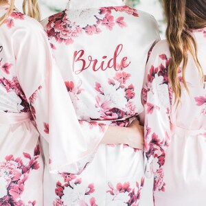 Bridesmaid Robes, Silk Floral Robes, Bridal Party Gifts, Bridal Robes, Bridesmaid Gifts, Getting Ready Robes, Bride Robe, Bridesmaid Robe image 4