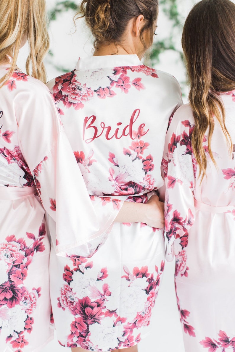 Bridesmaid Robes, Silk Floral Robes, Bridal Party Gifts, Bridal Robes, Bridesmaid Gifts, Getting Ready Robes, Bride Robe, Bridesmaid Robe image 4