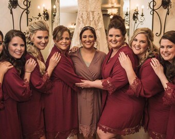 burgundy bridesmaid robes