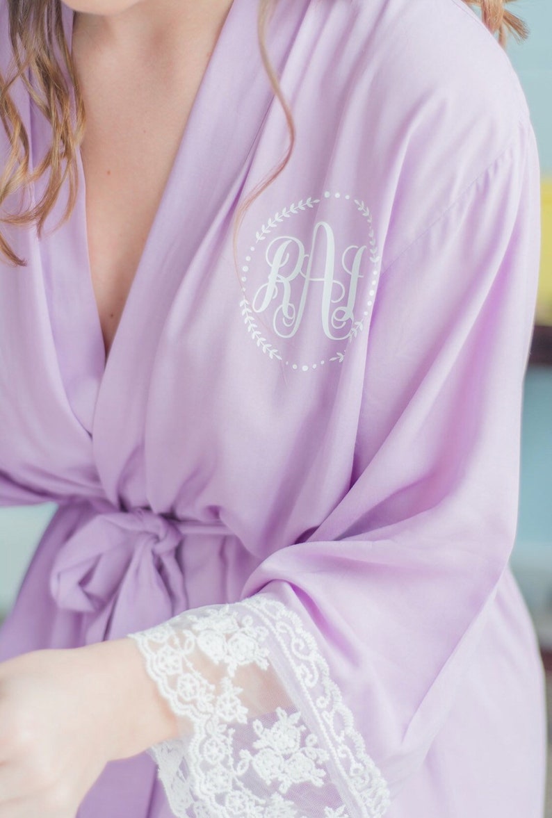 Cotton Lace Robes Bridesmaid Robes Monogram Robe Bridesmaid Etsy