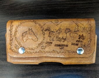 Leather Cell Phone Case with Horses