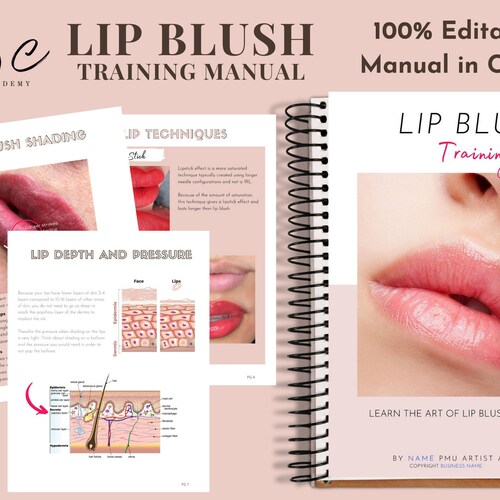 Canva Editable PMU Lip Blush Training Manual Etsy
