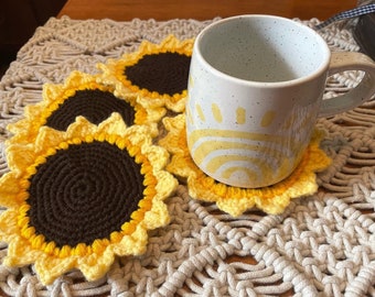 Crochet Sunflower Coasters