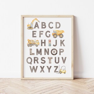 Construction Alphabet Poster, Printable, Nursery Decor, ABC print, Kids Room Decor, Educational Poster, Playroom Wall Art, Truck Wall Art