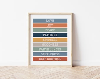 Fruit of the Spirit Printable, Christian Wall Art, Playroom Decor, Kids Bible Verse, Nursery Wall Art, Fruit of the Spirit