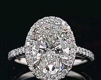 Platnuim Engagement Ring 2.50ct lab grown Diamond oval shape VVS2-F IGI cert
