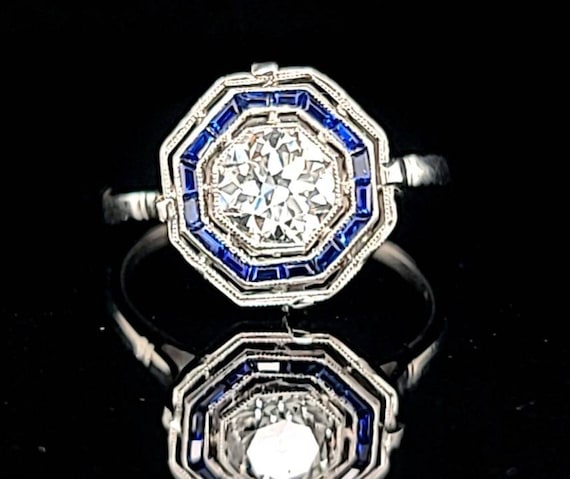 0.72CT Platinum Vintage art deco Engagement Ring … - image 1