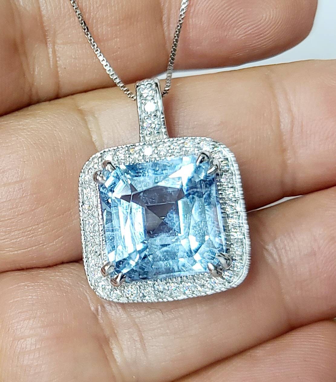 ネックレス・ペンダント wing bling [Limited] 14k Ray Natural Aquamarine Pendant 14.19ct.14k White Gold Pendant Natural Sky Blue Aquamarine