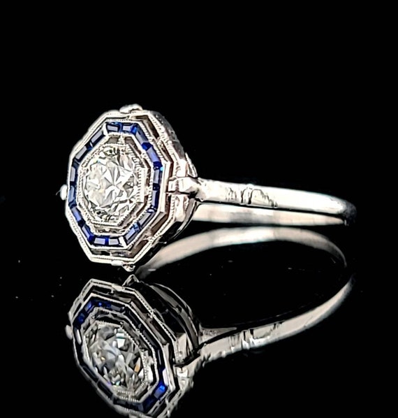 0.72CT Platinum Vintage art deco Engagement Ring … - image 4
