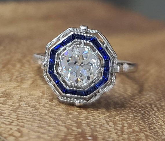 0.72CT Platinum Vintage art deco Engagement Ring … - image 10