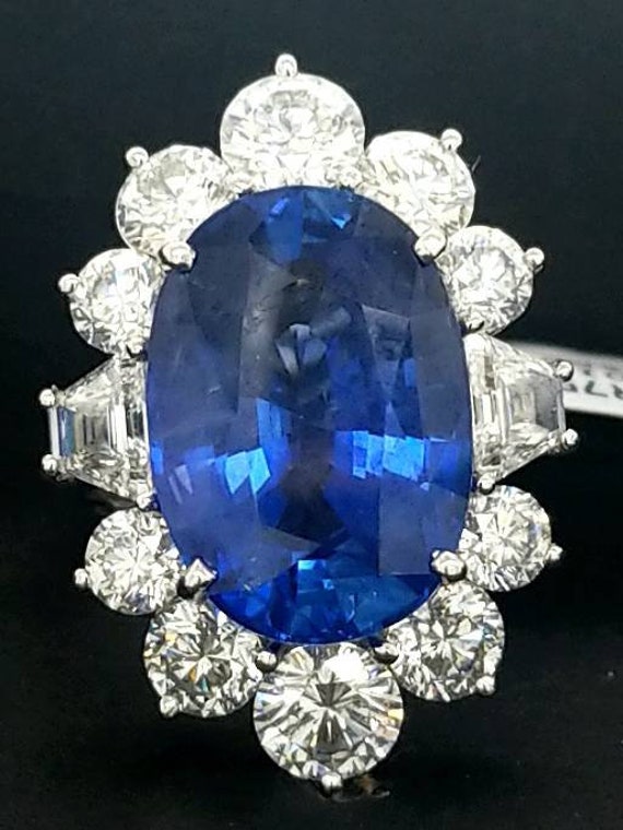 Platinum  engagement  ring natural blue sapphire … - image 1