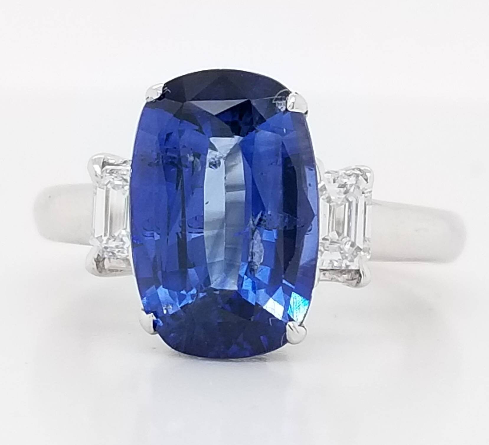 4.78 carat 14k white gold sapphire engagement ring Gem blue | Etsy