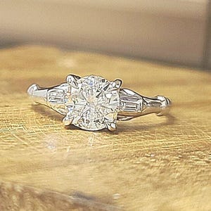 Vintage 1.15CT Natural Old Euro Cut Diamond Engagement Ring, 14k White Gold, 1930s