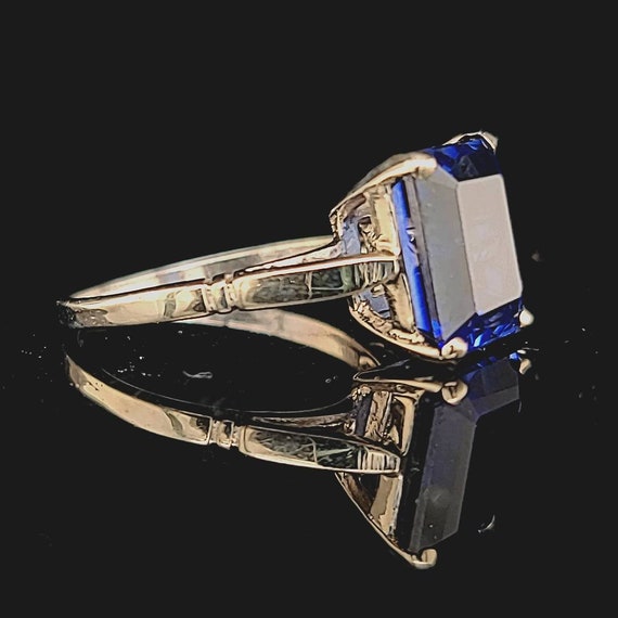 Vintage 14K White Gold Ring 6.70 CT Natural Blue … - image 4