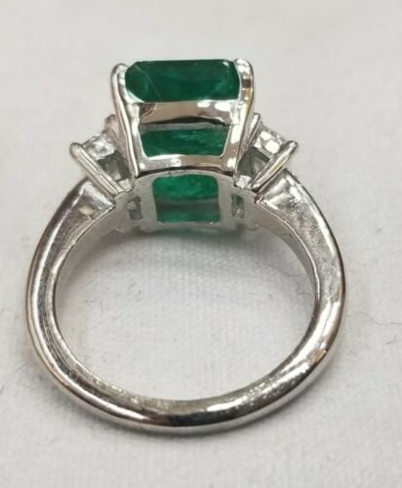 Platinum Engagement Ring 3.72CT. GEM Natural Gree… - image 8