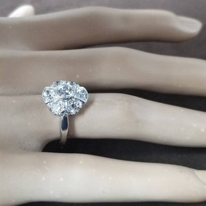 1.37ct Vintage natural old mine cut Diamond Platinum ring circ 1940's image 3