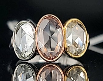 Vintage Platinum 18k Gold Diamond Ring: Three-Stone Bezel, 3.48 CT, 1940s