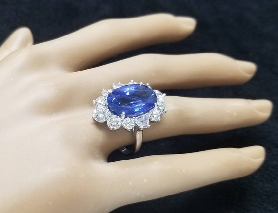Platinum  engagement  ring natural blue sapphire … - image 8