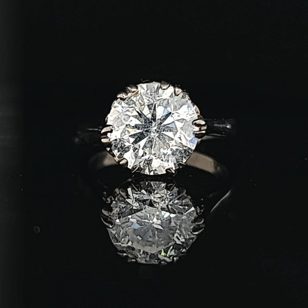 Platinum vintage art deco filigree  engagement ring 3.20ct natural round Diamond circ 1920's