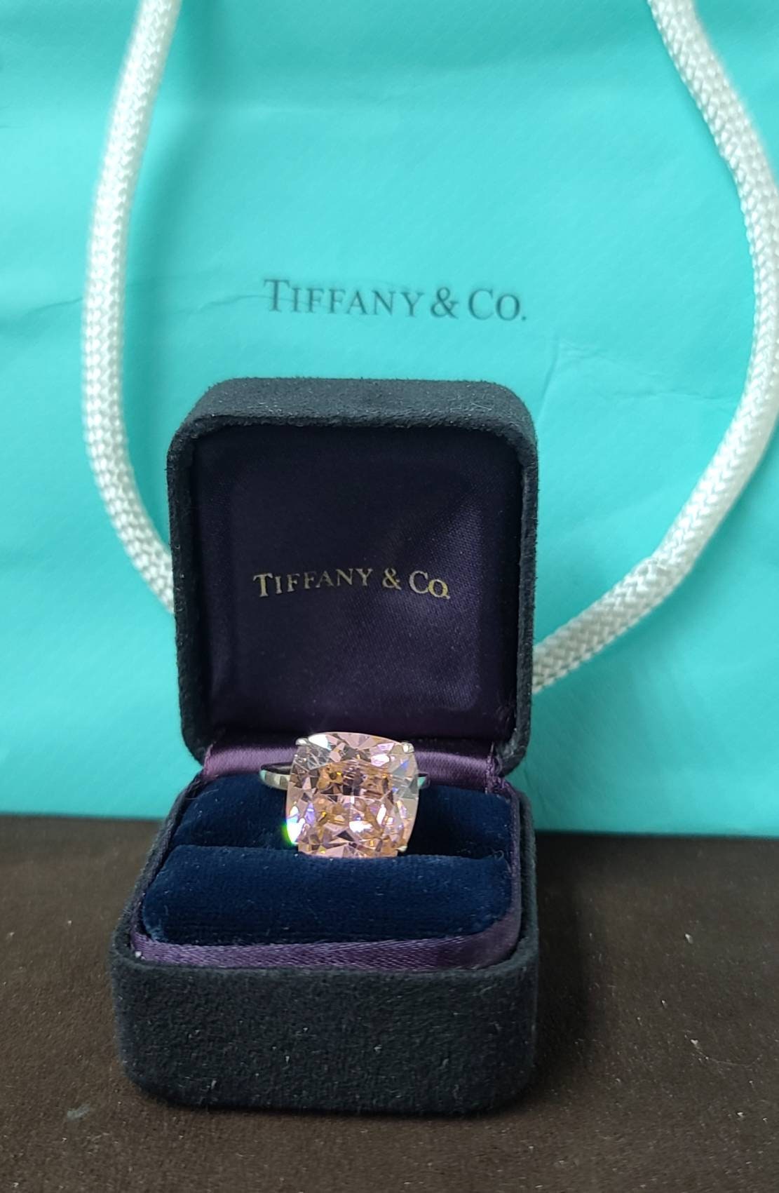 Tiffany & Co 18K White Gold Engagement Ring 21.85ct. Gem Pink